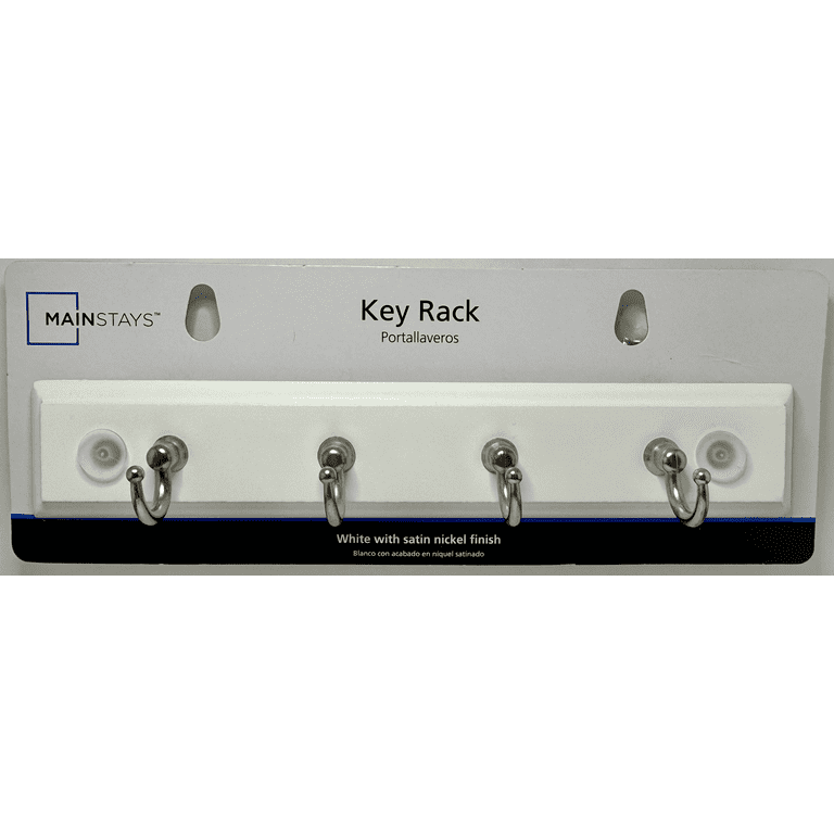 Mainstays 8.75 Inch Key Rack With 4 Hooks White Mounting Hardware Included 2 lbs. Working Capacity Walmart