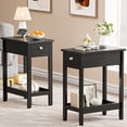 thumbnail image 4 of Side Table for Living Room, Small End Table with Drawer & Storage Shelve White Narrow Nightstand Wooden Bedside Table for Small Spaces Bedroom and Office, 4 of 6