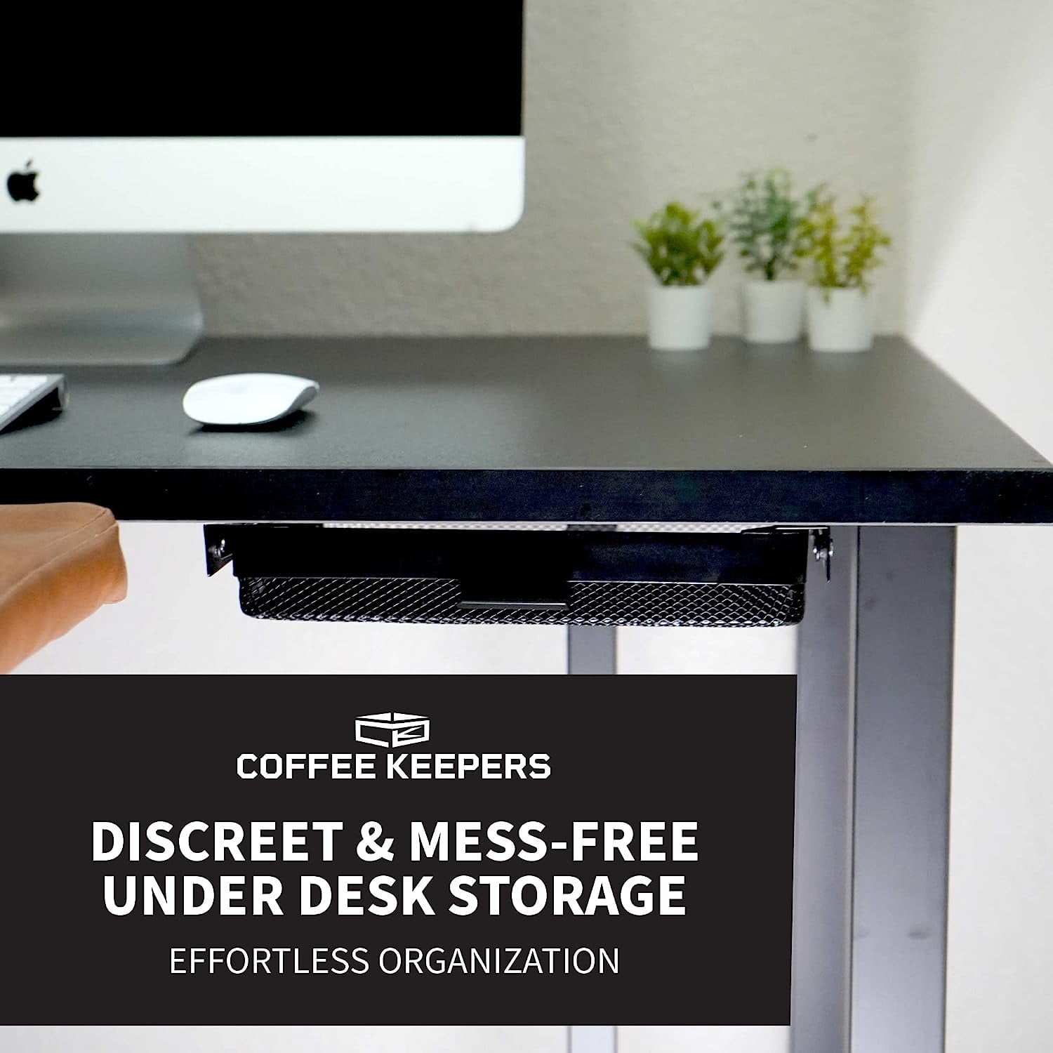 KEEPERS Under Desk Drawer Slide Out - Metal Storage Organizer for Office Home RV Kitchen - Slim Attachable Pencil Holder with Smooth Glide Mechanism - Black Steel
