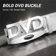 thumbnail image 2 of Wuqi Y2K DVD Buckle Belt for Women Men, 1.5 Inch PU Leather Streetwear Belt for Jeans Cargo Pants, Black White, 2 of 8