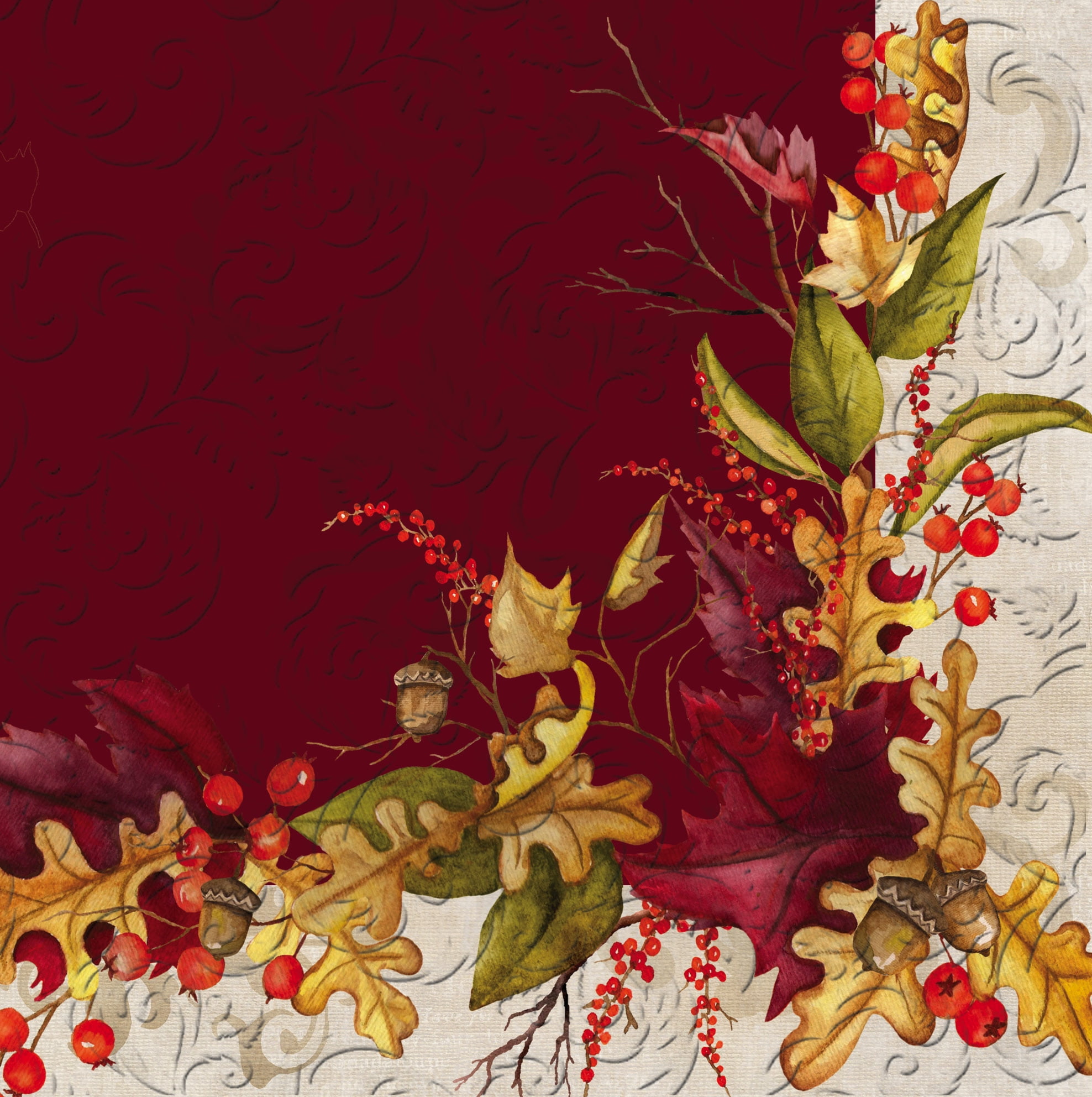 Cypress Home Autumn Foliage Embossed Paper Cocktail Napkins, 20 count by Evergreen Enterprises, Inc