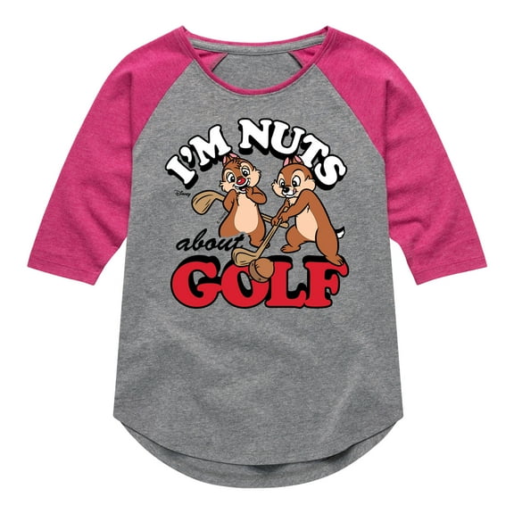 Disney - I'm Nuts About Golf - Toddler & Youth Girls Raglan Graphic T-Shirt