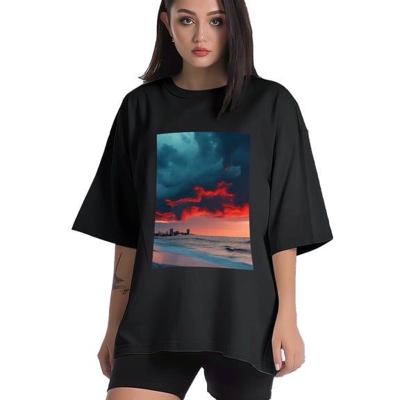 Plus Size Shirt for Women Black Tops for Women Short Sleeves Shirt for Women Sandy Shore 1 T Shirt Crewneck Shirt for Women XS