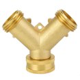 thumbnail image 1 of 3/4 Inch Double Outlet Brass Ball Valve Hose Connector Adapter for Garden, 1 of 8