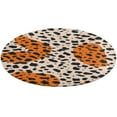 thumbnail image 4 of Leopard Print Pattern Floral Medallion Round Rug - Small Round Area Rug, Soft Non-Slip Machine Washable Bedroom Mat Indoor Accent Entry Carpet for Office Desk Dorm Hallway, 4 of 6