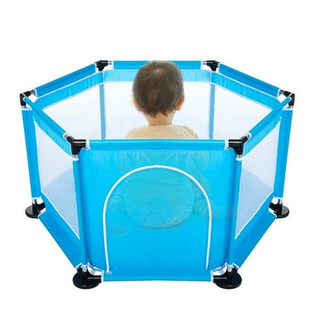 LELINTA 6 Sides Baby Playpen Playinghouse Kids Playpen Fence,Indoors or Outdoors Child Playpen Fence with Playmat, Breathable Mesh for Baby Travel and Go Playpens