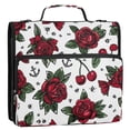 thumbnail image 2 of Water-Resistant 3-Ring Binder Organizer with Multiple Pockets Zipper Binder Bag for Office Red Roses and Cherries, 2 of 8
