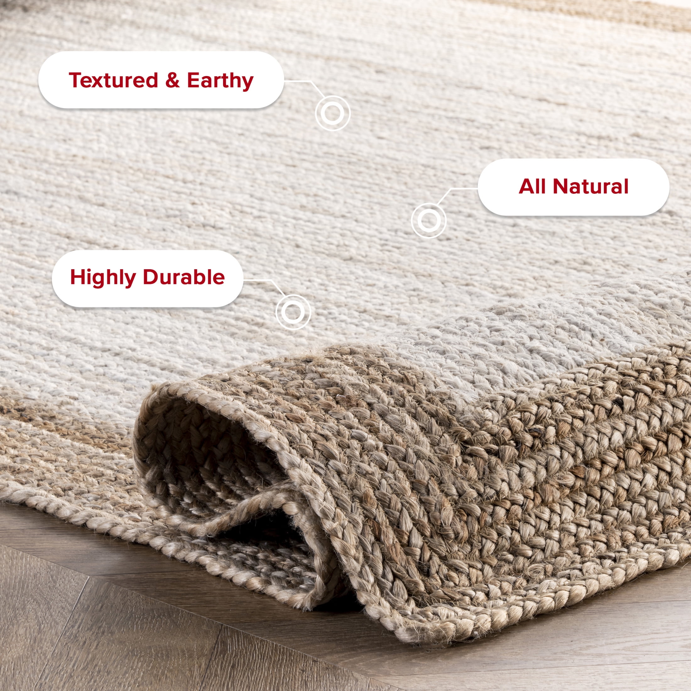nuLOOM Eleonora Casual Jute Area Rug, 8', Round, Eleonora White