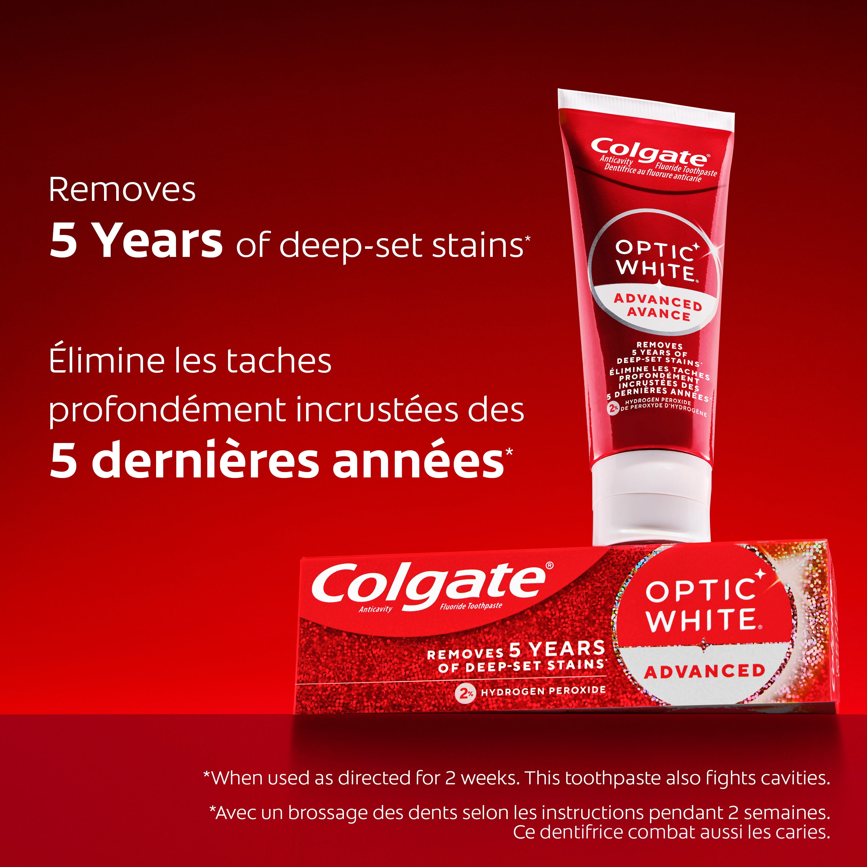 Dentifrice au fluorure Colgate Optic White Avancé Blanc éclatant, lot de 24, Menthe, 73 ml