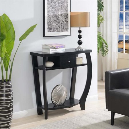 Pemberly Row Contemporary Console Table in Black Wood Finish