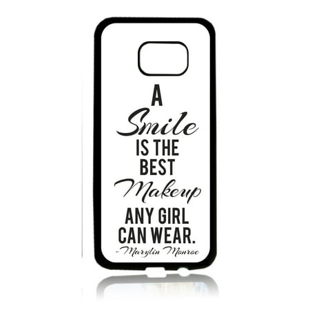 Smile is the Best Makeup Quote Black Rubber Thin Case Cover for the Samsung Galaxy s7 Edge - Samsung Galaxy s7 Edge Accessories - s7 Edge (Best Samsung Accessories S7)
