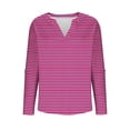 thumbnail image 2 of JUSLIO Button-Up Womens Shirts Striped Graphic Blouses Fashion Long sleeve V Neck Blouses Purple S, 2 of 7