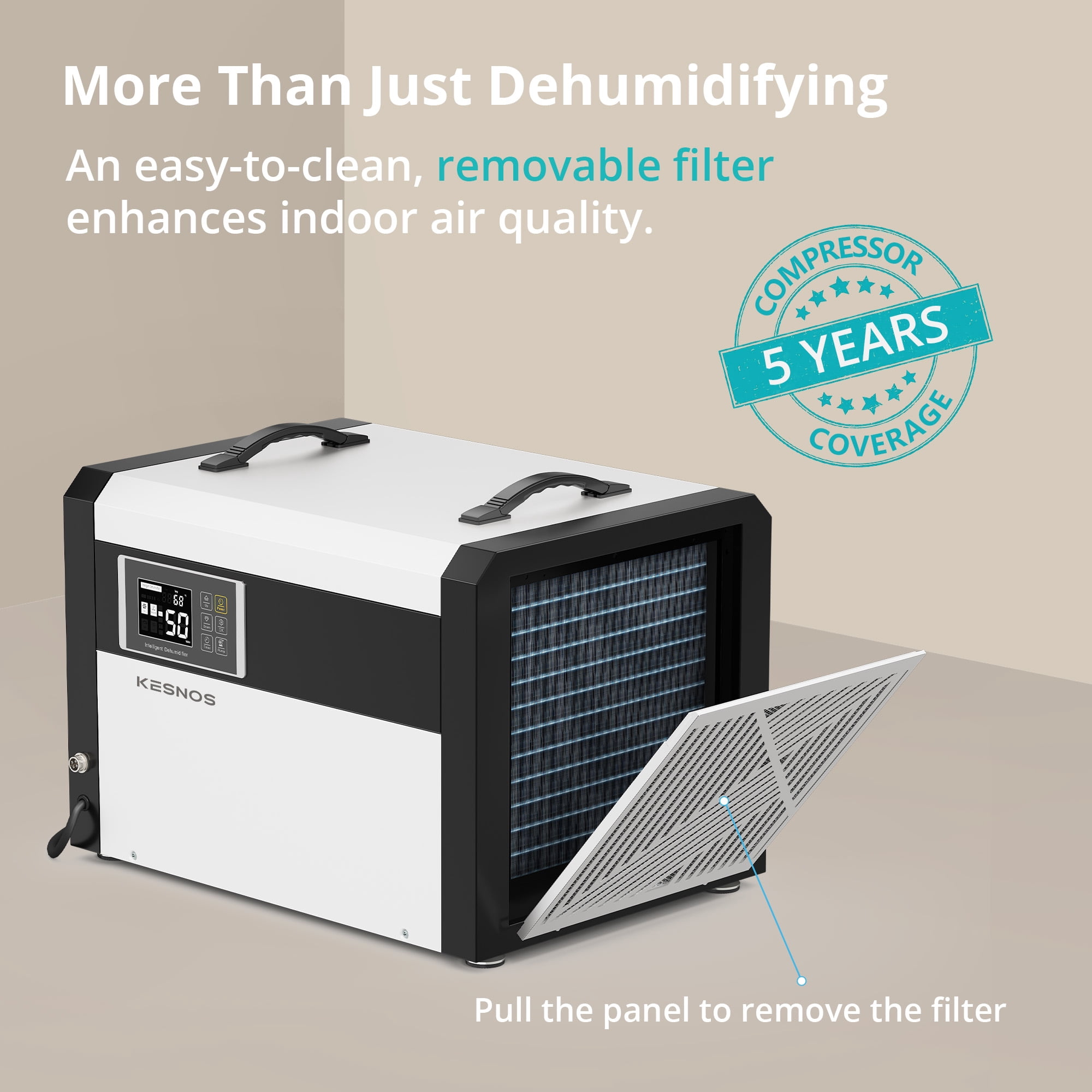 Waykar Kesnos 158 Pints Large Commercial Dehumidifier with Pump and Drain Hose for up to 7500 Sq. Ft. - 24 Hr Timer Ideal for Basements, Industrial Space, Crawlspace - Includes Remote Control
