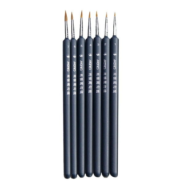 7 pinceles con punta de pelo de lobo, pinceles profesionales para detalles finos, pintura y dibujo.