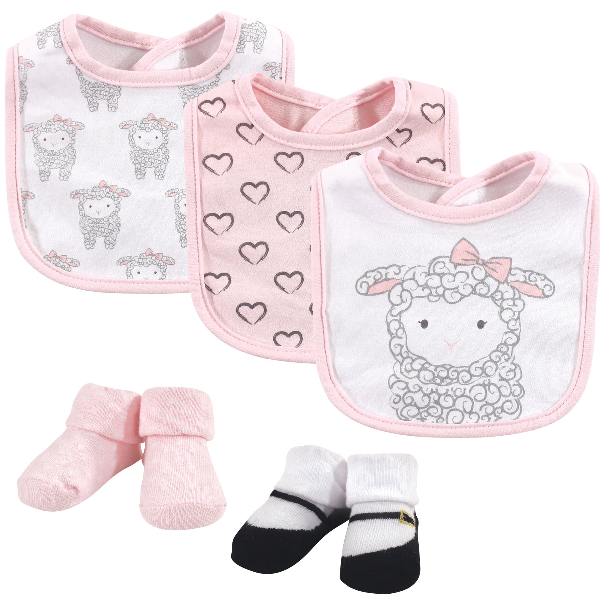 Hudson Baby Girl Bib & Socks, 5Piece Set