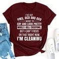 thumbnail image 2 of Camiseta de manga corta con estampado de letras y cuello redondo suelto a la moda de verano para mujer Pompotops  hkajfhjk470681, 2 of 6