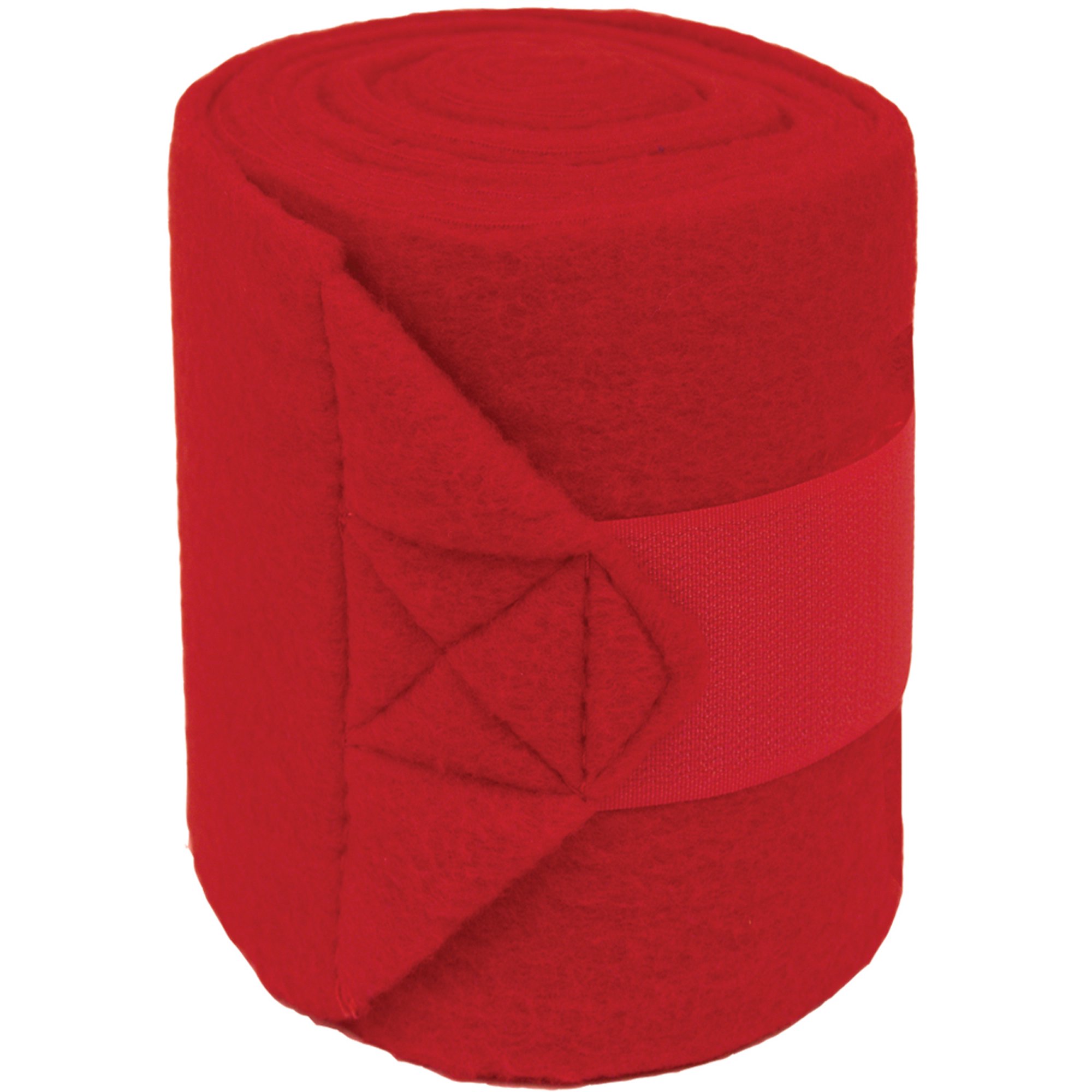 Partrade P-Pol0 Fleece Bandages For Horses- Red 9 Foot / 4 Pack
