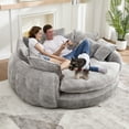 thumbnail image 3 of Aukfa 81" Oversized Round Chaise Lounge Sofa Bed, Modern Chenille Cloud Couch with Deep Seat, 14 Pillows, Assemble-Free, Light Gray, 3 of 9