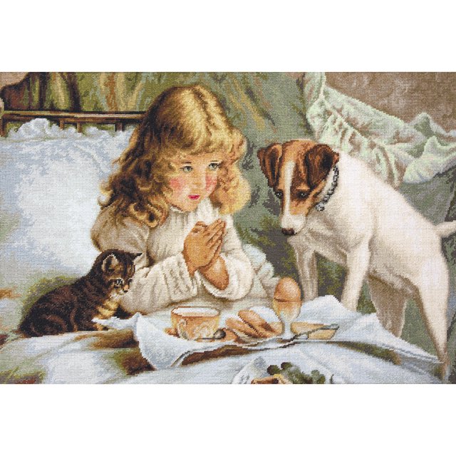 DIY Kit de bordado completo de punto de cruz impreso perro niña hogar arte regalo manualidades Tmvgtek decoración de arte en el hogar