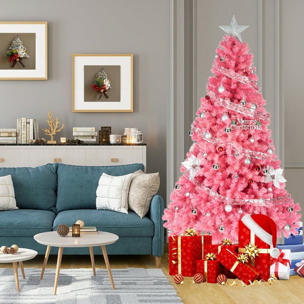 Ubesgoo 6ft Pink Artificial Christmas Tree With 1600 Branch Tips Walmart Com Walmart Com