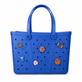 thumbnail image 5 of Time and Tru Women's Waterproof EVA Beach Tote Bag, Blue, 5 of 5