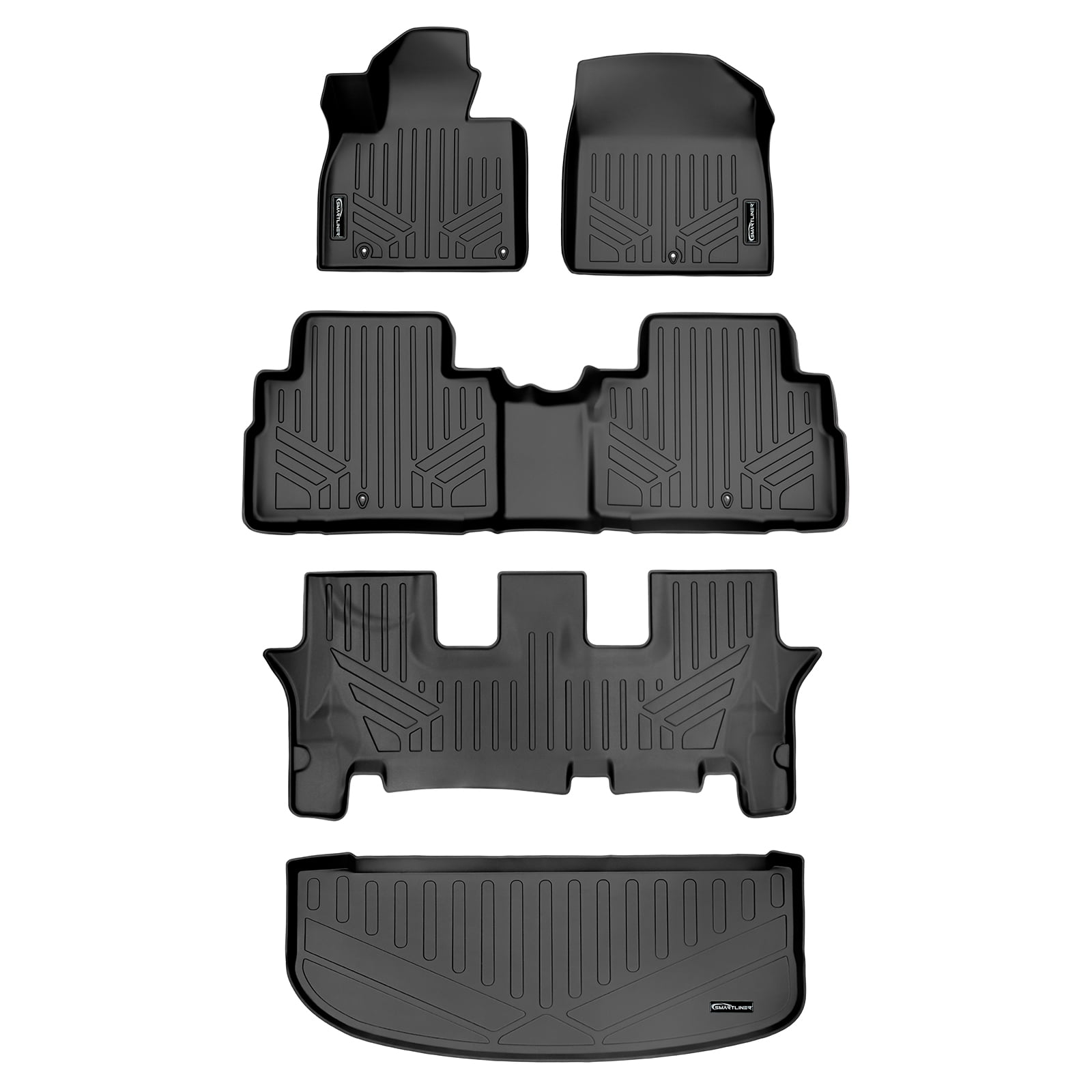 3 Row SMARTLINER All Weather Floor Mats Liner Black Premium Set for SUV 