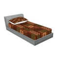 thumbnail image 2 of Ambesonne Geometric Fitted Sheet & Pillow Sham Set, Folk Shape, Twinxl, Pink Green and Brown, 2 of 2