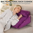 thumbnail image 3 of CJC Velvet Soft Triangular Wedge Pillow with Side Pocket, 3 in 1 Adjustable Bed Reading Pillow Bedrest Lumbar Neck Back Support Cushion, Purple, 3 of 9
