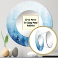 thumbnail image 3 of Designart "Harmonious Azure Ascent Of Skyscrapers" Skyscrapers Round Mirror Set Of 3 - Industrial blue Round Bedroom Mirror Wall Decor Set, 3 of 5