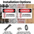 thumbnail image 3 of No Swimming No Ice Skating OSHA Danger Aluminum Sign 18 Inch x 12 Inch - 5 Pack, 3 of 8