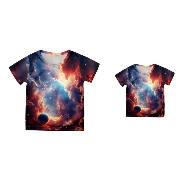 Short Sleeve Star Print T-Shirt for Kids – Casual 3D Graphic Tee for Boys & Girls, Sizes 6-16