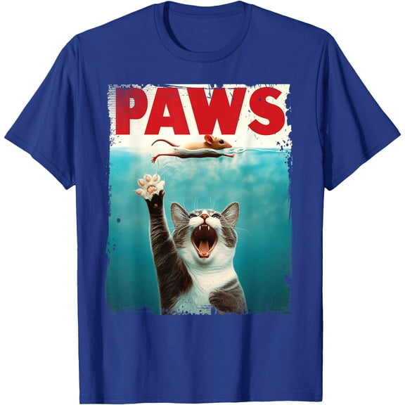 PAWS Parody Cat Mouse Humorous Cat Chasing Mouse Kitten Unisex T-Shirt for Men Women Kids Toddler