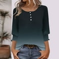 thumbnail image 2 of RongHuan Womens 3/4 Sleeve Shirts Casual Crewneck Tunic T-Shirt Fashion Loose Fit Tops Gradient Color Tshirt, 2 of 8