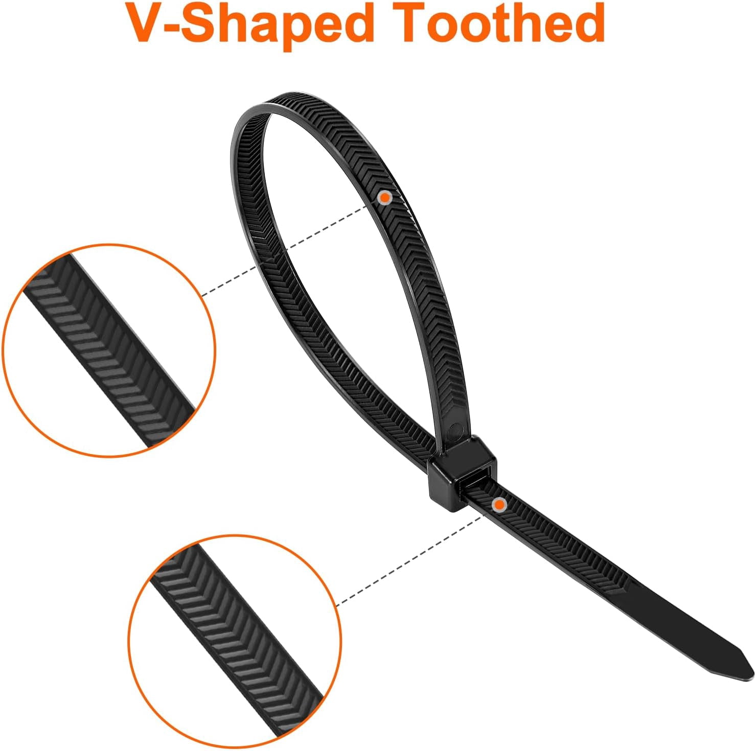 Zip Ties Heavy Duty 12 inch，V-Shaped Toothed Double Sided With 200 LBS Tensile Strength Cable ，Extra Large Wire Adjustable Nylon Tie Wraps for Indoor Outdoor Patented Design（80 Pack Black）