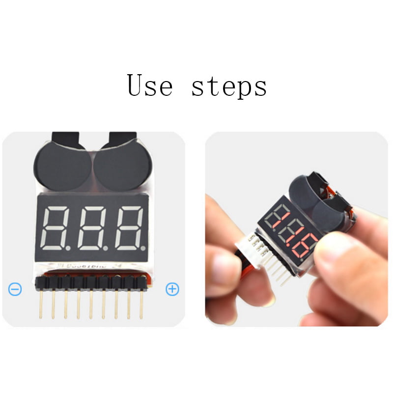 HotRc 1-8S LED Low Voltage Buzzer Alarm Lipo Voltage Indicator Checker Tester