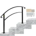 thumbnail image 1 of VEVOR Handrail Stair Railing Handrails 3-Step Handrail Fits 1 or 3 Steps Matte Black Stair Rail Wrought Iron Handrail with Installation Kit Hand Rails for Outdoor Steps, 1 of 9