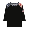 thumbnail image 3 of MEICHEN Ladies' American 250th Anniversary Patchwork Print 3/4 Sleeve 3/4 Sleeved Top Summer T Shirts for Women, 3 of 5
