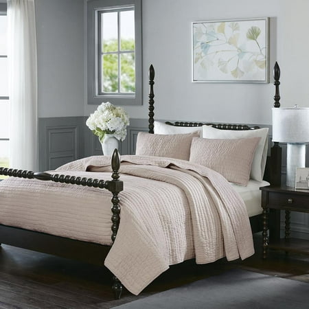 3 Piece Cotton Coverlet Set Full/Queen/Blush