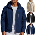 thumbnail image 2 of ZCFZJW Men's Lightweight Softshell Jacket Big and Tall Regular Fit Casual Thicken Fleece Lined Hooded Water Resistant Winter Hiking Windbreaker Jackets with Pockets Khaki XL, 2 of 10
