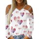 thumbnail image 1 of Blusas Honeeladyy con hombros descubiertos y estampados para San Valentín, cuello en V, manga larga, ajustadas y con lentejuelas para las fiestas., 1 of 5