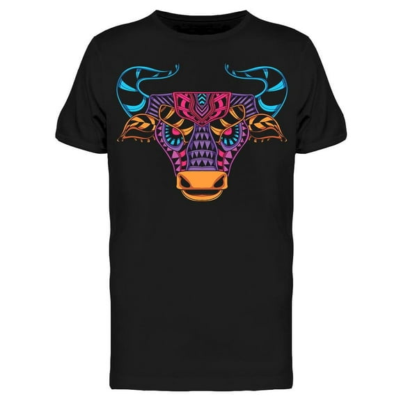 Smartprints Mens Graphic Tee - Bull In Neon Colors - Regular Fit 100% Cotton