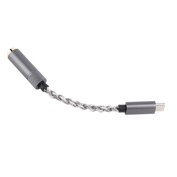 Type C To 4.4mm Headphone Jack Adapter, USB C To 4.4mm Sound Dongle Cable Cooperized Silver Digital To Analog Converter for Mobile Phone