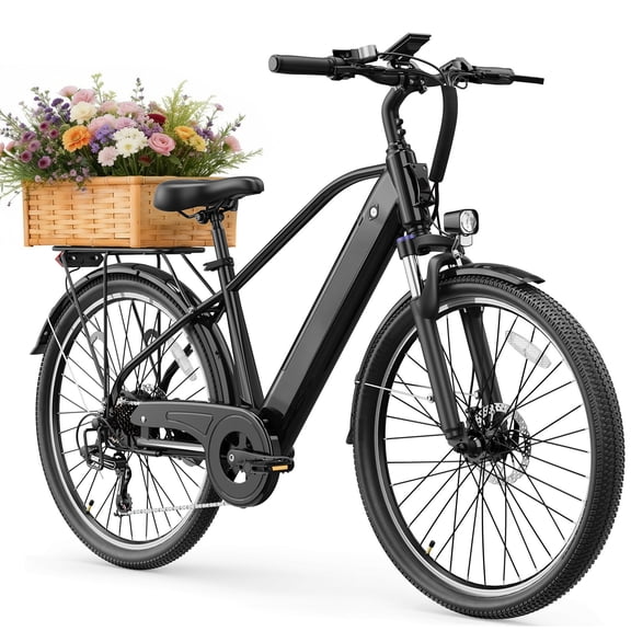 YareYi Roamer 26" Electric Bike for Adults, 750W Rated Motor Commuter Ebike with 48V 11Ah Removable Battery, 62-Mile Range, 28 MPH, 7-Speed, Black