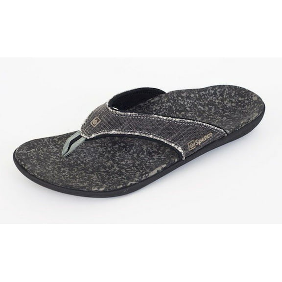 Spenco Men's Yumi Orthotic Flip Flops - Black Canvas