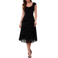 thumbnail image 2 of INSPIRE CHIC Women's Mesh Dresses Gothic Vintage Sweetheart Neck Sleeveless Ruffles Floral Jacquard A-Line Dress S Black, 2 of 6