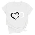 thumbnail image 5 of Enjoytime Valentine's Women's Tops Heart Graphic Round Neck Short Sleeve Shirt Casual Trendy Fashion Plus Size Blouse White XXL, 5 of 7