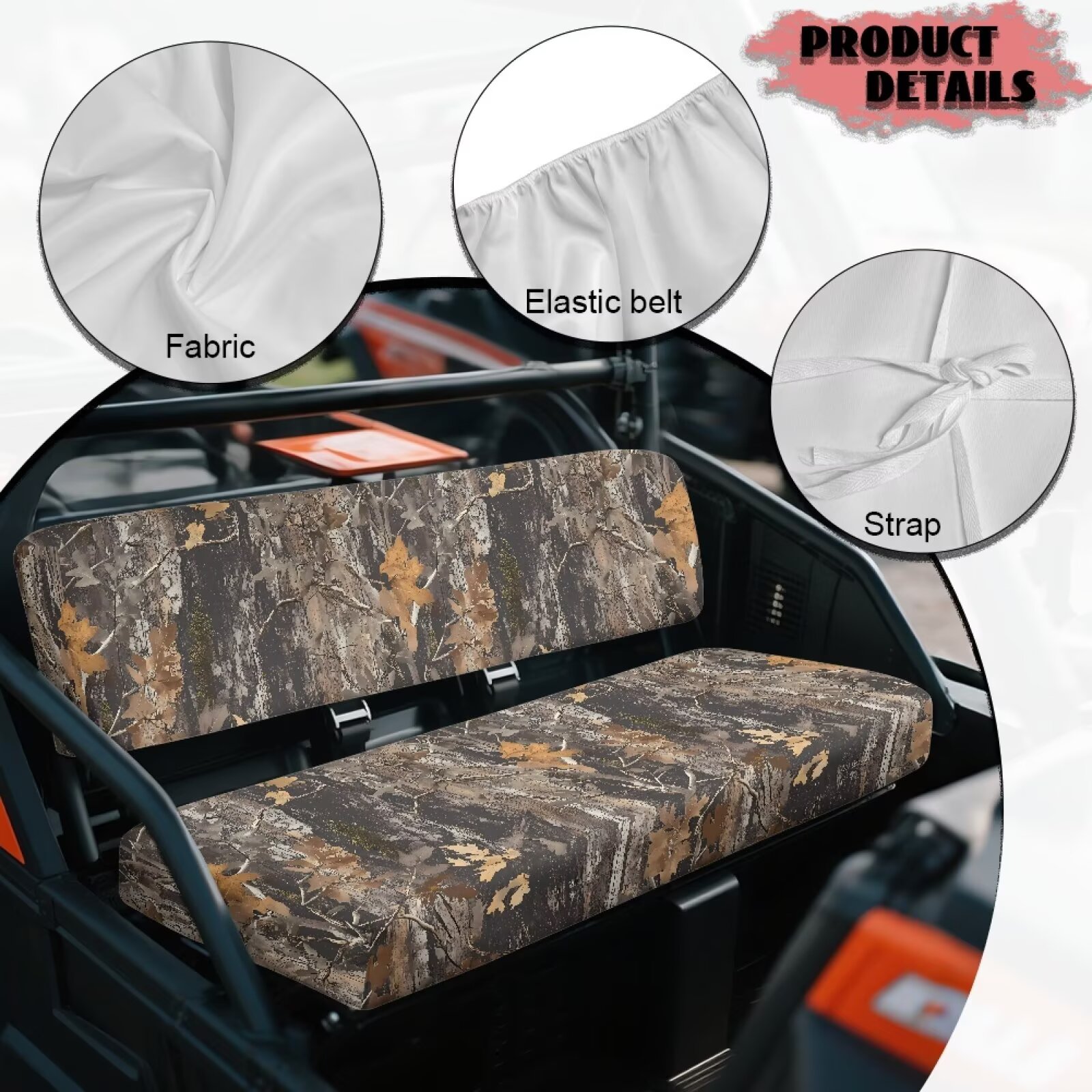 Uorisanigo UTV Bench Seat Cover Set Compatible with Kawasaki Mule, Scratch-Proof Camo Hunting Print Front Bench Covers Protection, Accessories UTV Seat Cover Fit for Kawasaki Mule 4010