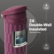 TAL 24oz Stainless Steel 2-in-1 Straw and Chug Water Bottle with Push Lid, Geometric Berry Print