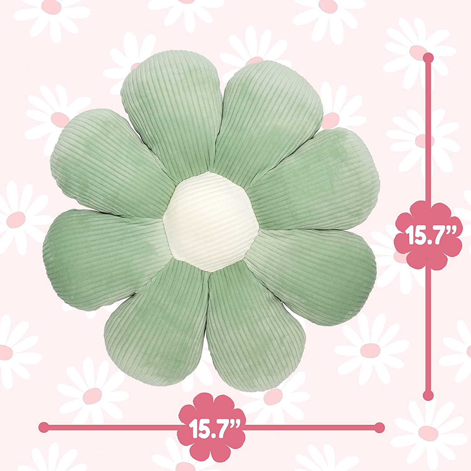15.7'' Flower Shaped Throw Pillow, Soft Decorative Cushion for Sofa, Bed, and Floor Seating, Blue
