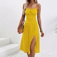 thumbnail image 6 of TUGOXIE Casual Women's Sundresses Slit Yellow Boho Midi Polka Dot Beach Dress XL, 6 of 6